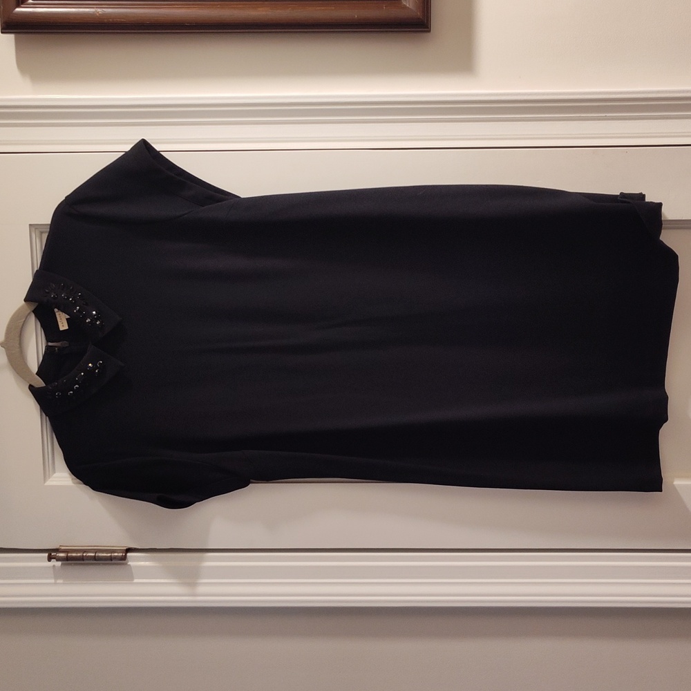 Embellished Collar Ponte Dress. Perfect for those Holiday Parties.